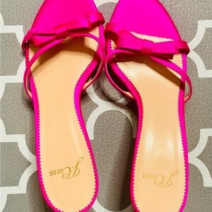 J. Crew Hot Pink Bow Flat Sandals